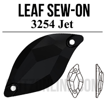 3254 Glitzstone Jet Black Sew On Leaf Rhinestones